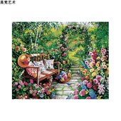 数字油画adiy填充手工填色消磨时间春天玫瑰花园涂色丙烯油彩画画