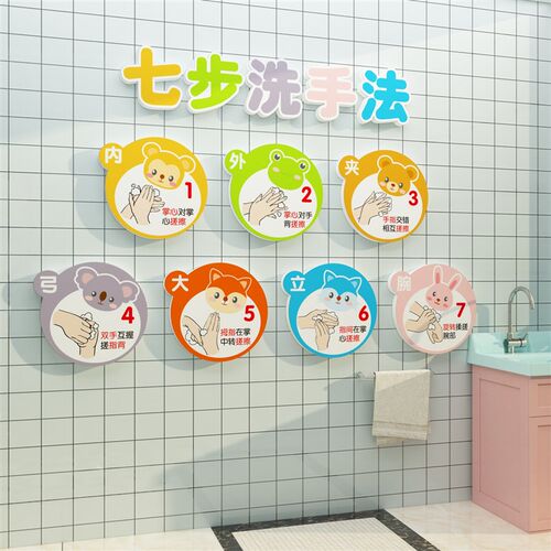 七步洗手法主题幼儿园文化墙面装C饰创意环境创布置材料卫生间厕