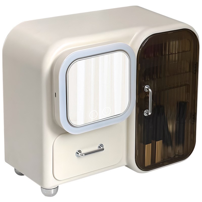 化妆品收纳盒桌面高级感带u镜子一体梳妆台上护肤品置物架化妆箱