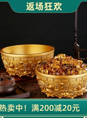 黄铜金色元宝聚宝盆摆件客厅店铺装饰品加厚存Q钱铜缸开业乔迁礼