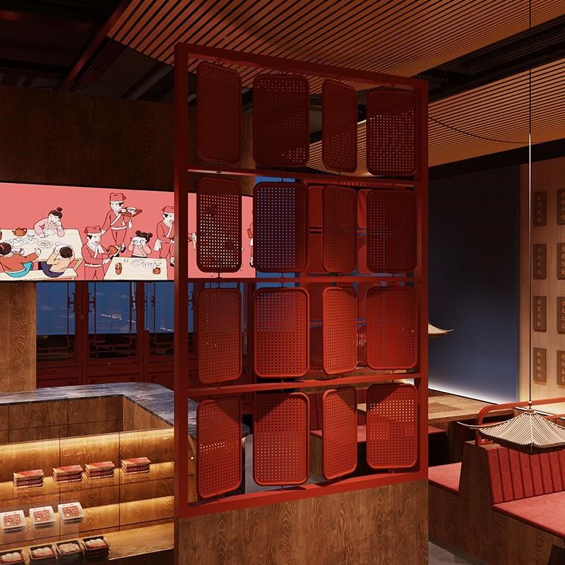 国潮红色藤编铁艺办公室隔断x可旋转屏风餐厅过道围栏酒吧玄关装,商业/办公家具,办公屏风/隔断,淘宝优惠券,粉丝福利购,淘宝优惠卷