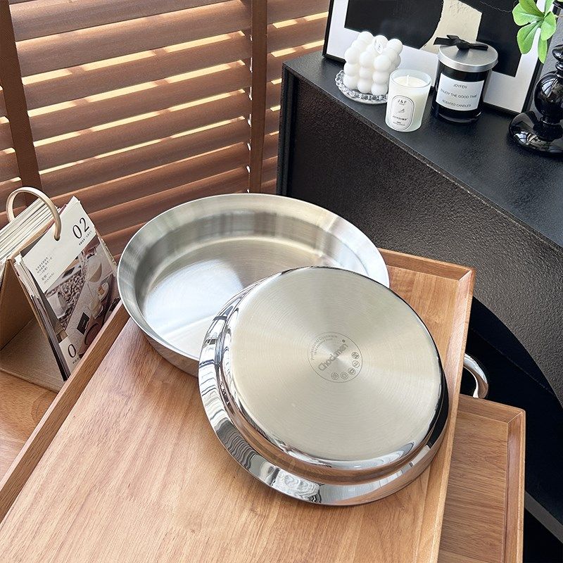 304不锈钢f圆盘加深大盘鸡圆菜平托盘子备菜饺子盘餐盘碟子三层钢,餐饮具,盘,淘宝优惠券,粉丝福利购,淘宝优惠卷