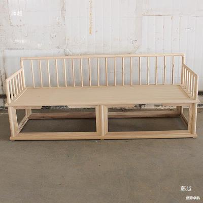 方德老榆木沙发组茬合白新中式全实木汉白坯原木80253罗床沙发白