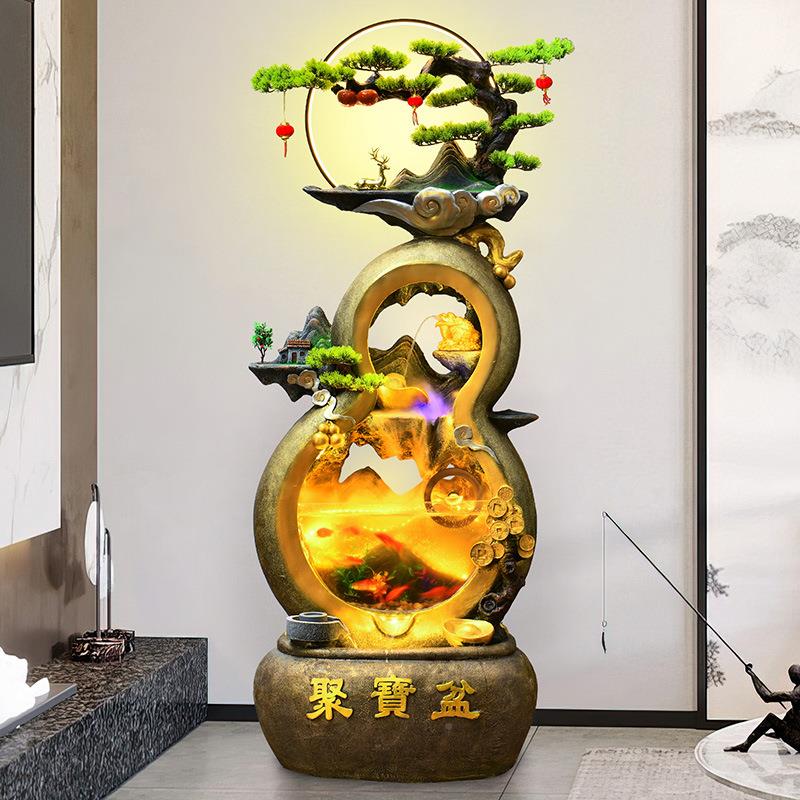 客假FGQ湿流水喷泉葫山芦落厅地摆件玄关招财装饰造景养鱼加循环