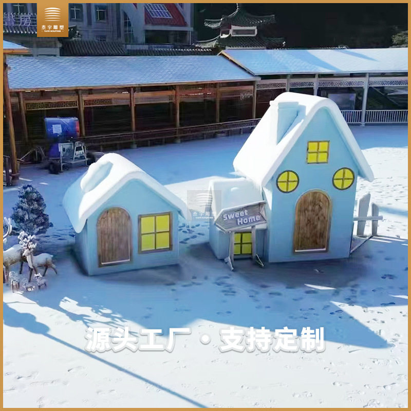 冰雪主题玻璃钢泡沫雕塑雪人景观