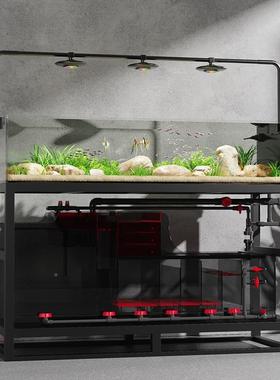 2族05新缸款28530工业风原生溪流缸底滤鱼全套2造景水草白水箱