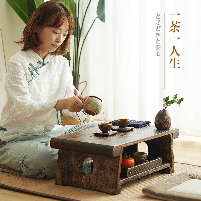 实木子榻榻米矮QBX桌飘可窗茶日式小茶几炕桌桌家用卧室坐地折叠