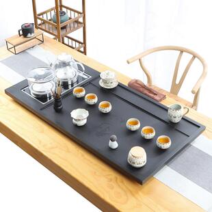 然整块乌金石茶盘天全动一体乌金石茶自茶具套装家用功夫电炉客厅