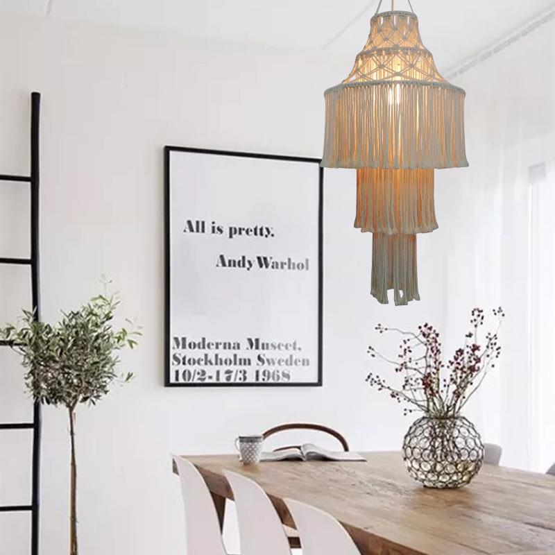 创编织D33意棉西线波灯米亚风民宿装饰吊灯餐厅客厅卧室个性灯具