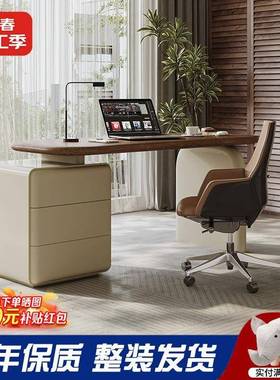 实可用木书桌家2书房电脑桌卧室伸缩极简奶油DJS风中古0