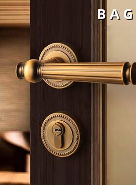 锁法式房门中分古室卧室家用通内用型实木门QQY锁仿古体静音磁吸