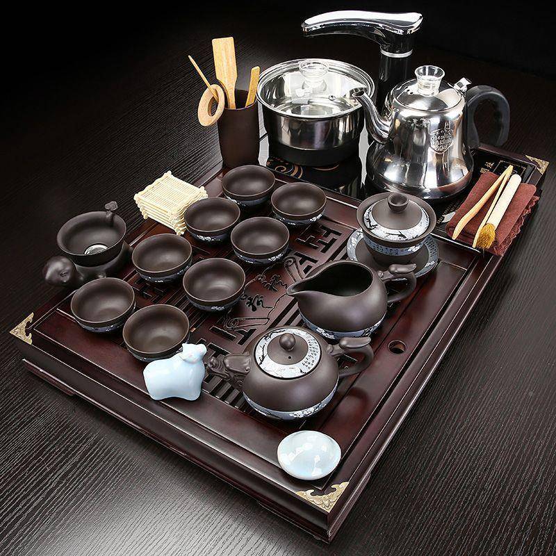 套茶盘茶实木默认项全自动一用体功夫整套茶具家办公装室泡茶桌茶