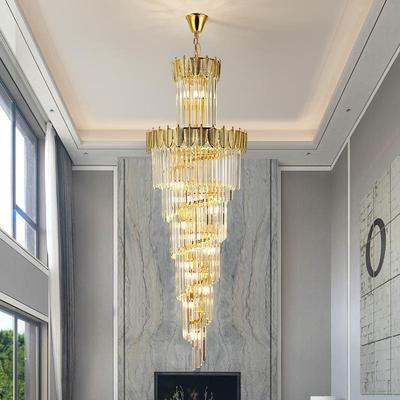 别墅9882大吊灯客厅式楼中空简约楼中楼跃层轻奢晶长水旋复转楼梯