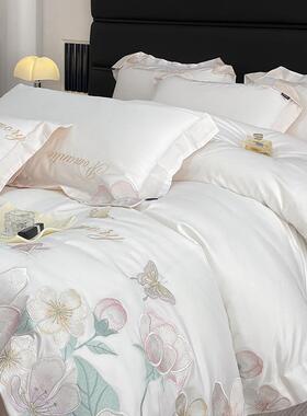 棉母婴级A卉类轻奢IFI10件0S长绒棉四件套全棉床单花纯双人床笠四