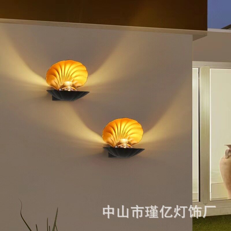 新款珍珠贝壳创意壁灯户外壁灯防水简约现代款壁灯电商爆款