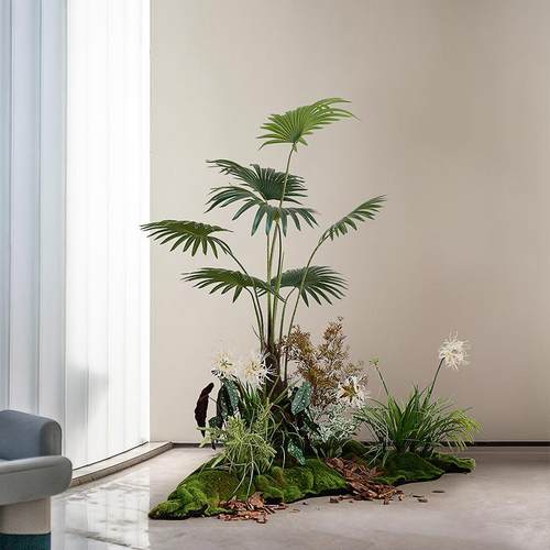露营风大型景仿真落地植扇葵DMF物树花艺空间艺摆术园林造摄影装