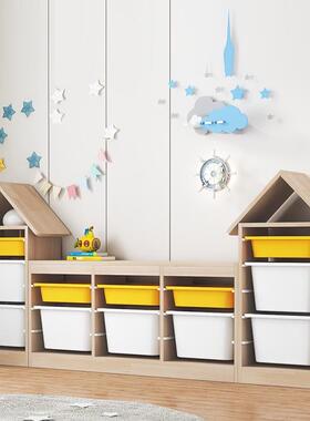 儿童玩纳架宝宝F97SS568实木置架书物架客厅靠墙大容量多具功能收