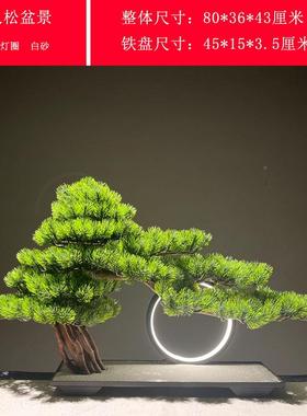 仿台真客迎松盆景摆件RHp+ruYD新中客厅办公室式酒店前玄关实木装