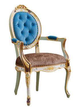 法式实木16299金餐椅高靠背档皮奢质全实木扶手家用高华椅子色雕