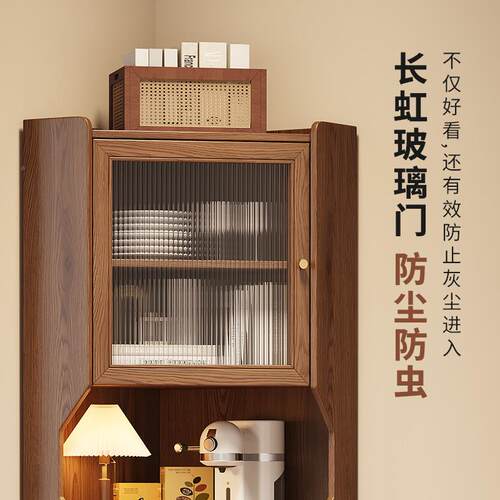 转角F98M6J96全实木厅用三角柜置物架酒家客餐边柜柜靠墙角落书房