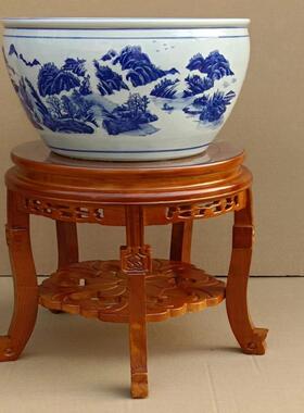 跳舞凳实凳木水花架圆家用木头花中式客厅盆EFO景鱼缸酒坛缸木底