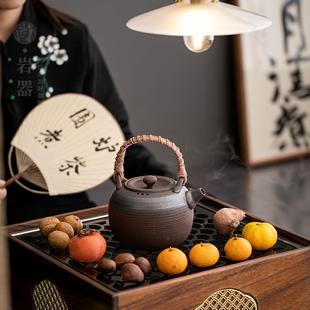 围炉煮茶提梁壶复古粗陶茶壶炭炉电陶炉煮茶壶家用酒精炉加热陶壶