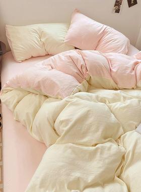 四A类超软糯婴儿棉水洗加40227厚床单被罩件套可裸宿床三件睡套舍