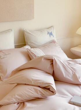 卡通0VRZ10s长绒棉四件套全棉刺绣布绣贴被套纯棉床单床上品套用