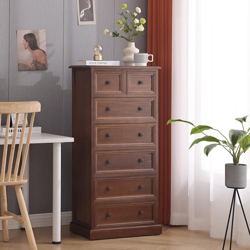 全实客木轻奢五斗柜美式厅收边柜屉式柜无品牌/储物柜抽卧室床头