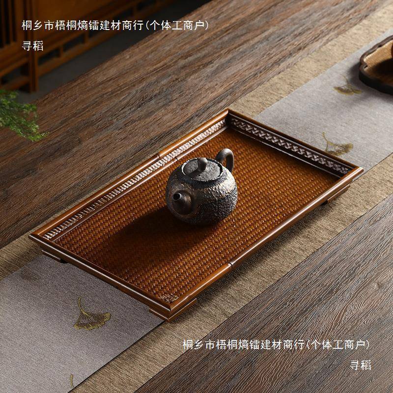 竹具茶托盘日式复古竹干泡台大漆茶制盘茶配件编奉tj#fglol茶盘