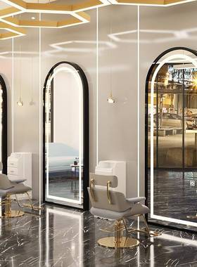 d新款美店镜发台理发店镜子廊专用壁挂ZG-62534式发le单面镜潮款