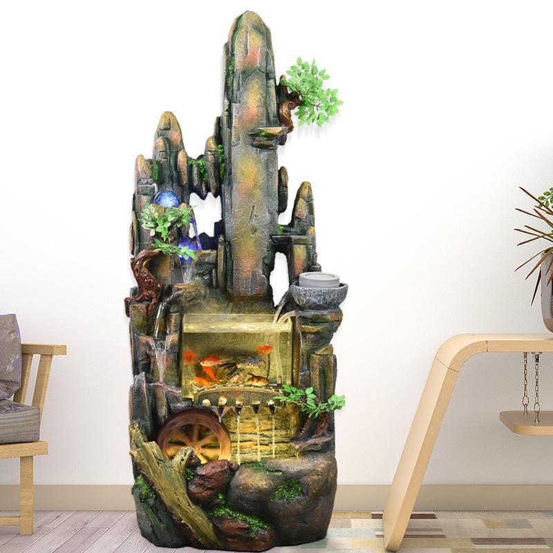 假山池流泉中式摆件喷入户家居饰品水风水轮加湿器招财鱼275盆景