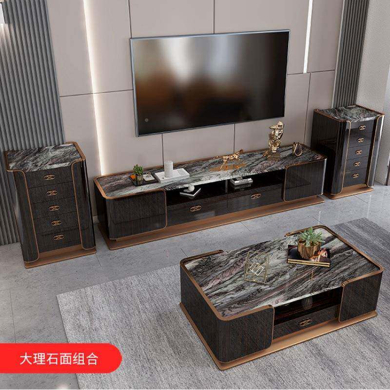 后板无品牌/现代黑檀木纹钢琴烤漆茶几电柜别样间大墅视理石地柜
