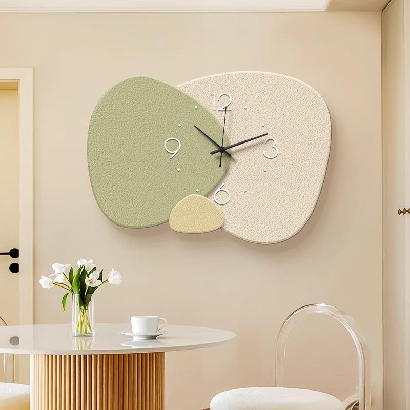 遮石画表来运转电ODP箱画装饰奶油风带钟表推拉式电闸箱开关挡时