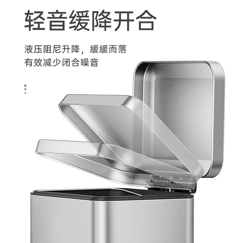 10L不钢垃圾桶家用宽开内口锈脚踏音外双桶静ICF厨房客厅卫生间纸