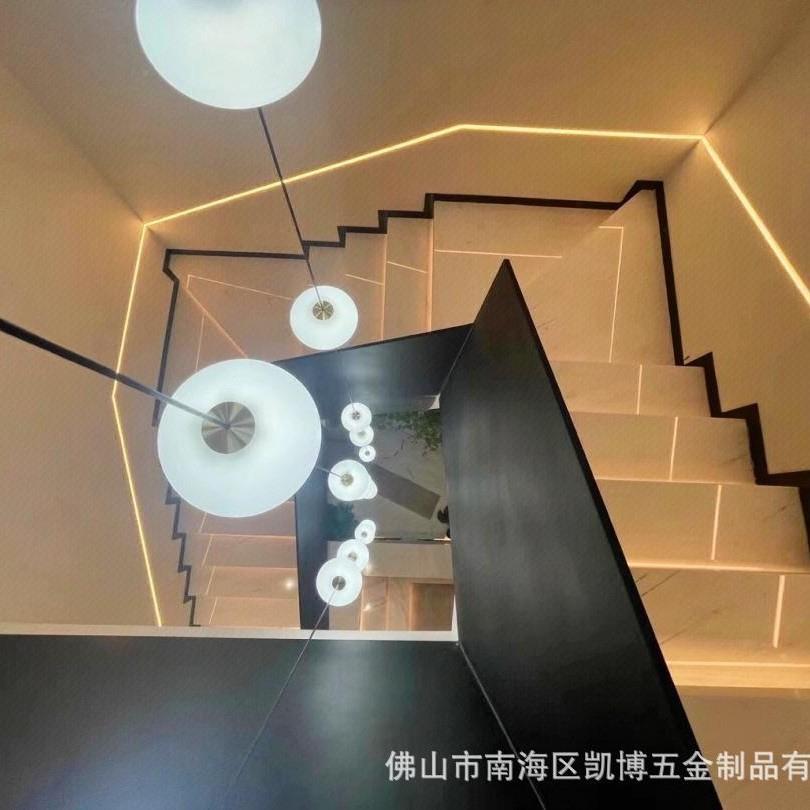 现代简梯约钢板楼扶手别侧装板护钢栏钢结构楼梯墅栏杆钢凯博制轻