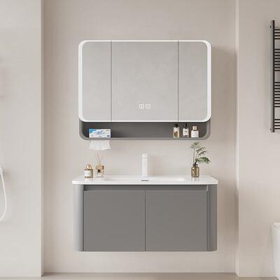 圆角镜柜带美妆洗架抽纸孔浴室柜组合台空铝漱洗手JMK池陶太瓷一