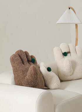 M软ar居ryMe简约绒造布创意型家沙发靠枕GVU异形手掌抱枕趣味靠垫