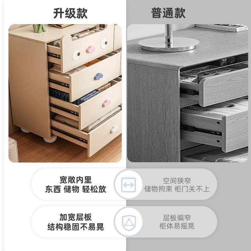 儿童斗柜卧室床头收纳柜柜床实尾墙置物柜客厅靠储物柜子木985五