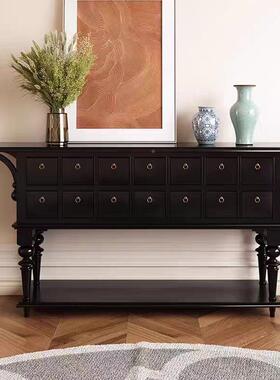 1589式抽实木复古柜小户型法式中古轻奢多屉玄关柜储物斗美黑色玄