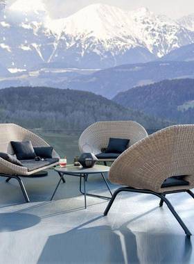 户外藤椅藤编阳沙茶几组合别墅庭院防水休闲三发件套CSN台藤家具