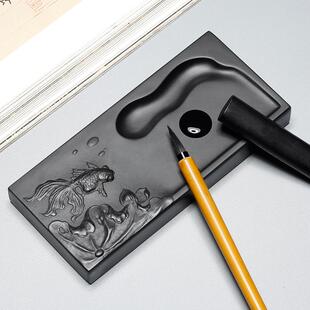 万笔石君能歙砚镇石尺黑龙ZAO尾原多功砚台毛笔搁研墨磨墨端砚初