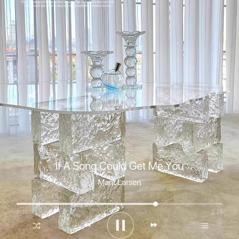亚克力板云朵茶几桌面水晶玻璃砖现代简约客厅透明桌子拍照道具异