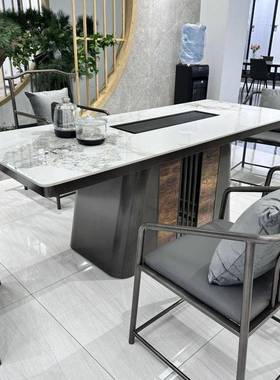 中式轻奢板茶桌椅组合办40077公水代室家用岩茶台泡茶桌烧壶一体