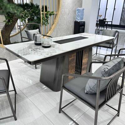 中式轻奢板茶桌椅组合办40077公水代室家用岩茶台泡茶桌烧壶一体