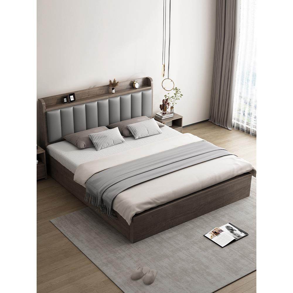 实床简约现代厚1米8双人床卧1米5的出租房无品牌/家用1米2加单主