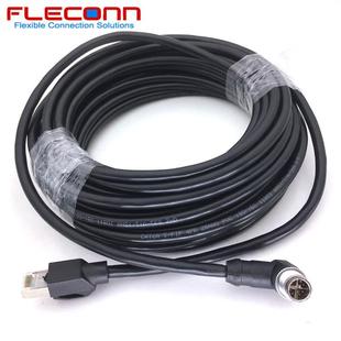 90度直角弯头M12X编码 头转RJ5网万兆4CAT6AM12 线8Pin8芯公