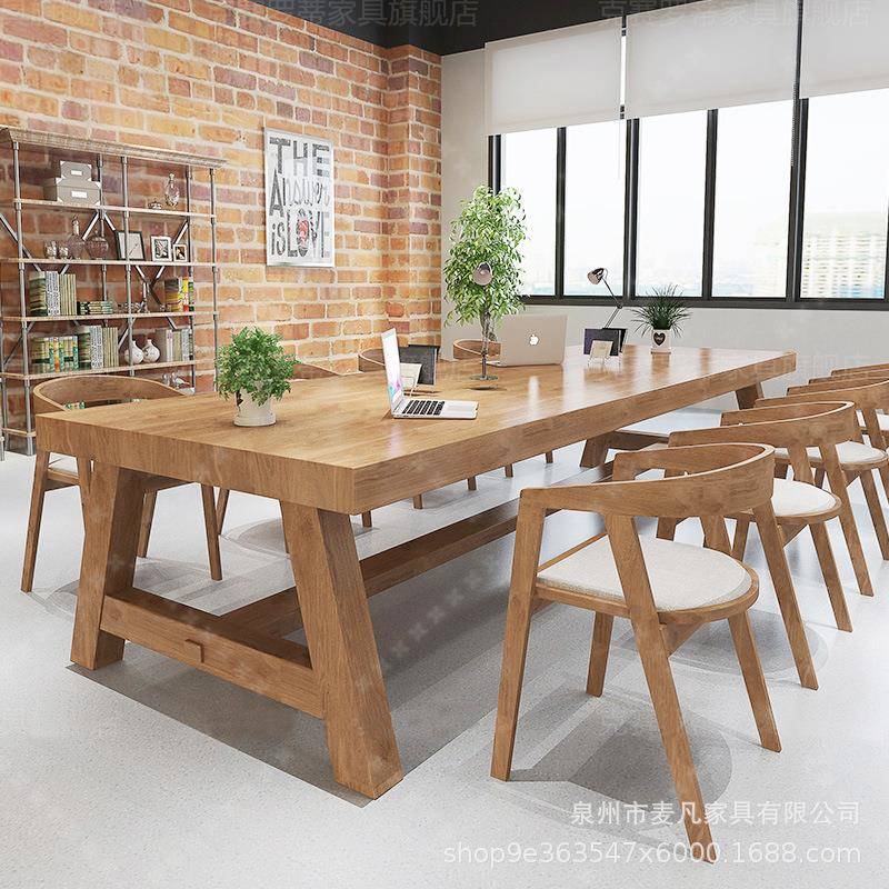 现代简约办木办公桌公室职员长桌电脑室MF-2桌椅工作开会大板实会