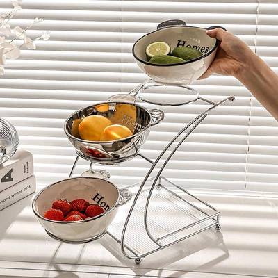 025红爆款多层网陶瓷22130三果盘可爱约简现代家2用客厅茶几桌面