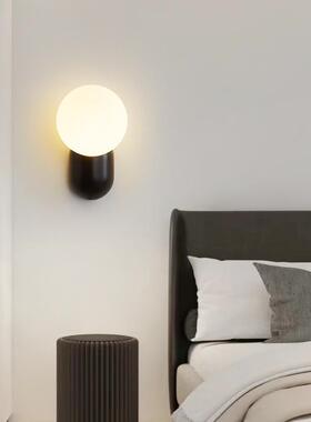 奶油网风15834可简爱壁灯约现带代创意白色玻璃红开关卧室床头小